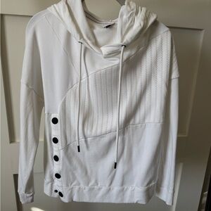 NWOT Cabi white hoodie with button detail